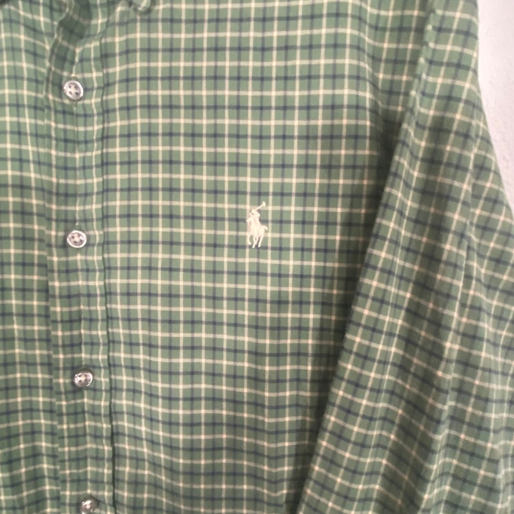 Ralph Lauren Mens Green Plaid Button Down Shirt Long Sleeve Cotton Large L/G - Picture 3 of 6